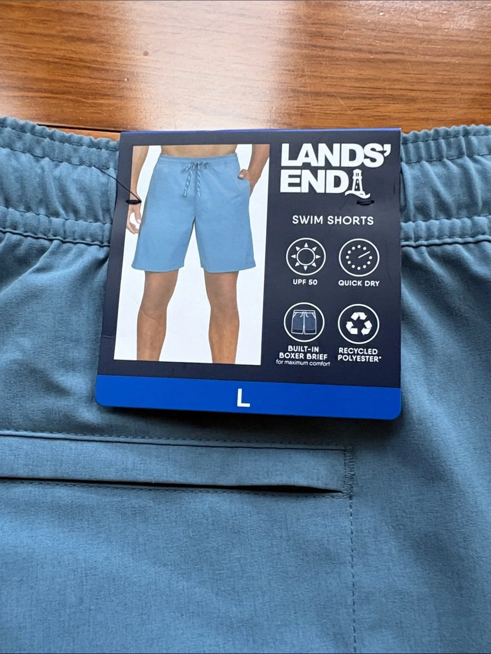 Lands' End Men's Light Blue Athletic Swim Shorts